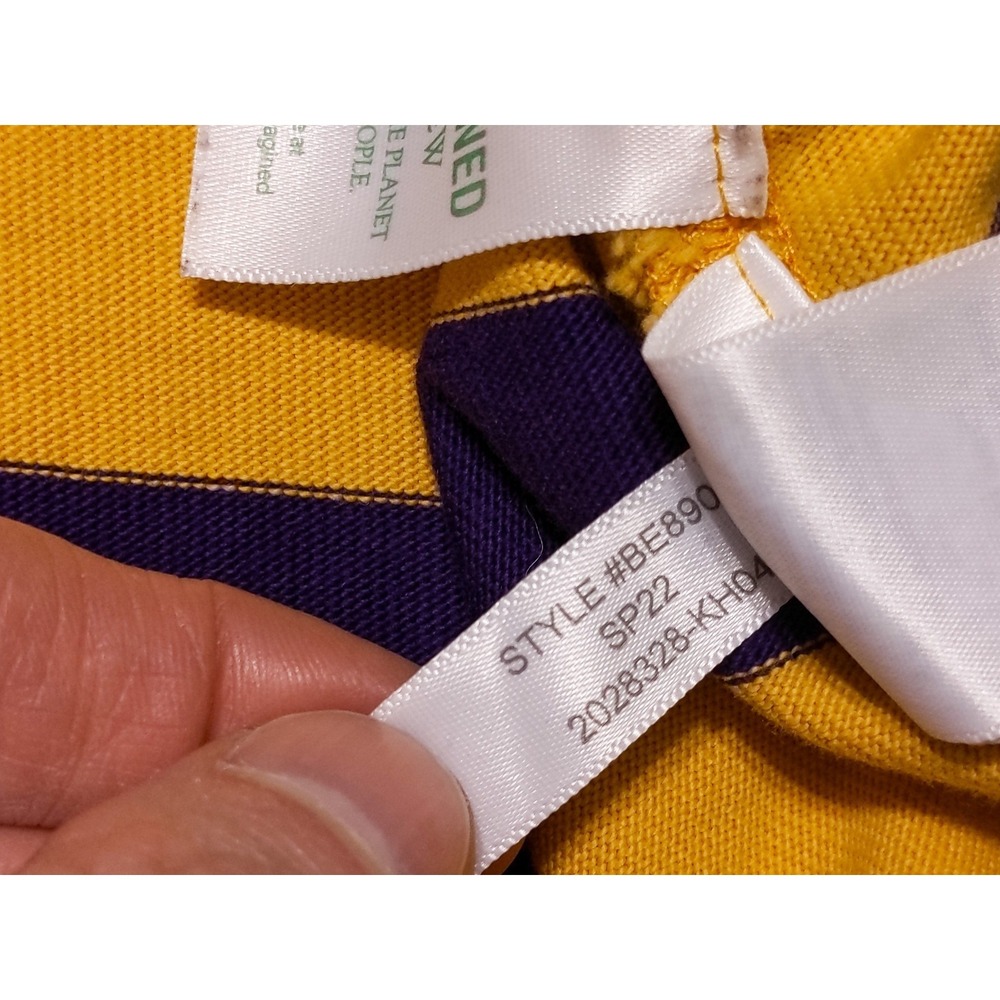 J CREW Long Sleeve Rugby Polo Shirt BE890 Yellow Purple Striped Medium M - Picture 6 of 10
